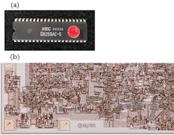 2. The outside package marking (a) in this case doesn’t match the die inside when the top cover is destructively removed (b). 2. The outside package marking (a) in this case doesn’t match the die inside when the top cover is destructively removed (b).