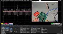 6. One board exhibits significant near-field emissions (pink trace), while an electrically identical board running the same code but having superior layout exhibits barely measurable levels (red trace). 6. One board exhibits significant near-field emissions (pink trace), while an electrically identical board running the same code but having superior layout exhibits barely measurable levels (red trace).