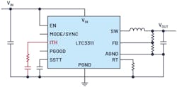 1. An LTC3311 switching regulator IC with an ITH pin for adjustment of control-loop speed and stability.