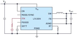 1. An LTC3311 switching regulator IC with an ITH pin for adjustment of control-loop speed and stability. 1. An LTC3311 switching regulator IC with an ITH pin for adjustment of control-loop speed and stability.