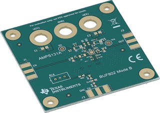 3. The bare PCB of the BUF802RGTEVM evaluation module is designed to implement the critical layout requirements and constraints of the high-speed BUF802 buffer amplifier.
