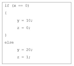 3. MISRA C 2012 rule 14 states that the body of an if or while statement must be enclosed in curly braces. 3. MISRA C 2012 rule 14 states that the body of an if or while statement must be enclosed in curly braces.