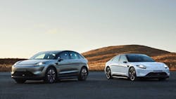 Sony’s new Vision-S 02 (left) and Vision-S. Sony’s new Vision-S 02 (left) and Vision-S.