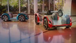 Electric REEcorner hub motors allow REE Automotive to deliver flatbed REEboard electric vehicles. Electric REEcorner hub motors allow REE Automotive to deliver flatbed REEboard electric vehicles.