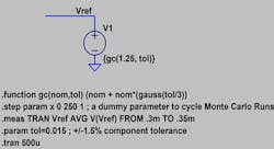 3. LTspice schematic for a voltage source with a 3-sigma Gaussian distribution. 3. LTspice schematic for a voltage source with a 3-sigma Gaussian distribution.