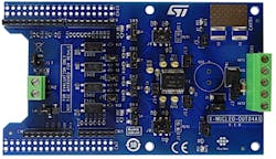 5. The X-NUCLEO-OUT03A1 industrial digital output expansion board facilitates evaluation of the driving and diagnostic capabilities of the IPS2050H in a digital output module connected to 2.5 A (maximum) industrial loads. 5. The X-NUCLEO-OUT03A1 industrial digital output expansion board facilitates evaluation of the driving and diagnostic capabilities of the IPS2050H in a digital output module connected to 2.5 A (maximum) industrial loads.
