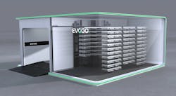 A standard EVOGO system exchange station is said to occupy the footprint of three parking spaces and can hold up to 48 Choco-SEBs. The exchange of a block should take about one minute.