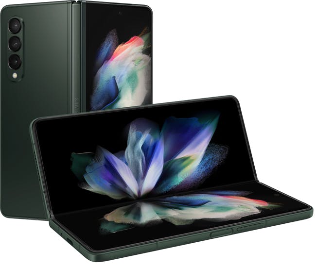 1. The Samsung Galaxy Z Fold3 features a 30-&mu;m-thick ultra-thin glass with a plastic layer that enables the display to bend without breaking. (Image credit: Samsung)