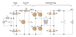 8. Power supplies handling at least 1 kW typically employ a three-stage PFC converter.
