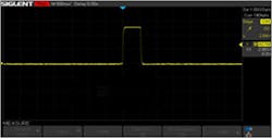 12. Oscilloscope screen capture of a typical MAX20343H HVLX waveform with 10-mA light load.