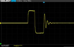 6. Oscilloscope screen capture of a typical MAX38640A VLX waveform with light load.