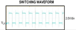 7. Oscilloscope screen capture of a switching waveform for the MAX38640A.