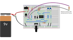 2. Breadboard render of the PWM circuit. Wire it up like you see here. 2. Breadboard render of the PWM circuit. Wire it up like you see here.