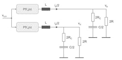 7. Buck converter with two phases; output capacitor and load are split.