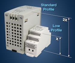 FIGURE 1: Altech’s 60 W DIN rail power supply uses the latest components to maximize power density. The result is a product which is half the height of competitors’ products. Source: Altech FIGURE 1: Altech’s 60 W DIN rail power supply uses the latest components to maximize power density. The result is a product which is half the height of competitors’ products. Source: Altech