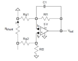 2. The op amp also can be used in low-side current sensing, where its low input offset voltage and current simplify the analysis and minimize the error budget.
