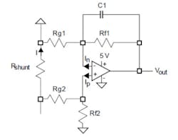 2. The op amp also can be used in low-side current sensing, where its low input offset voltage and current simplify the analysis and minimize the error budget. 2. The op amp also can be used in low-side current sensing, where its low input offset voltage and current simplify the analysis and minimize the error budget.