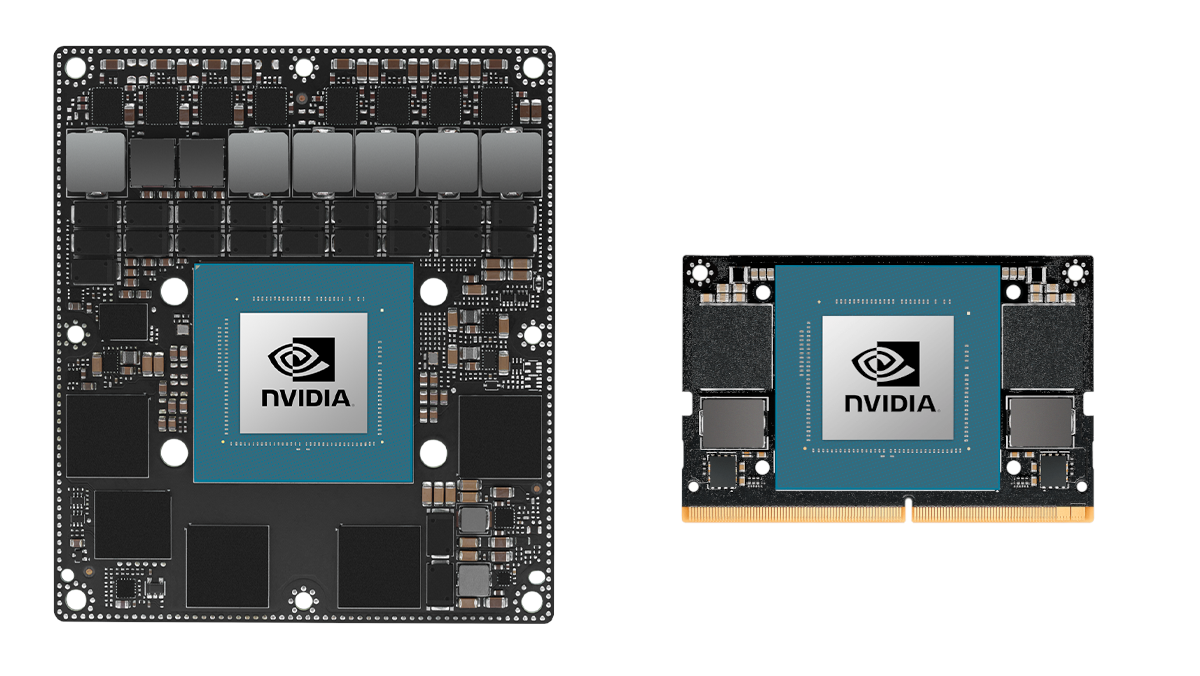 2. The Jetson AGX Orin (left) has a smaller counterpart, the Jetson Orin (right).