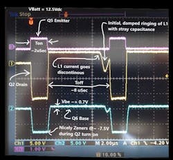 8. This screenshot visually highlights switcher performance via close-up details of bang-bang switching action. 8. This screenshot visually highlights switcher performance via close-up details of bang-bang switching action.