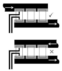 8. The total series track resistance should match for all resistors. 8. The total series track resistance should match for all resistors.