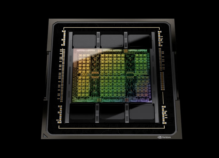 2. NVIDIA&rsquo;s Hopper H100 chip crams in 80 billion transistors. (Courtesy of NVIDIA)