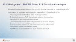 2. ReRAM-based physically unclonable function (PUF) has significant security advantages.