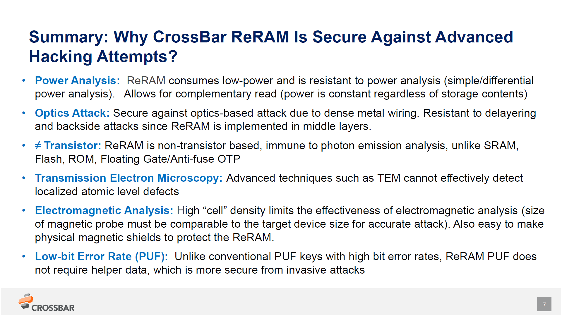 3. ReRAM can be secured against a wide range of attacks.