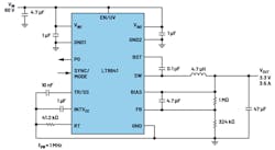 3. This circuit solution utilizes the LT8641 to downconvert 60-V input to 3.3-V output. 3. This circuit solution utilizes the LT8641 to downconvert 60-V input to 3.3-V output.