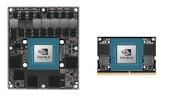 1. The Jetson AGX Orin module (left) is the basis for the Jetson AGX Orin Development Kit. The Jetson Orin module (right) is the little brother. Both are available for production applications. 1. The Jetson AGX Orin module (left) is the basis for the Jetson AGX Orin Development Kit. The Jetson Orin module (right) is the little brother. Both are available for production applications.