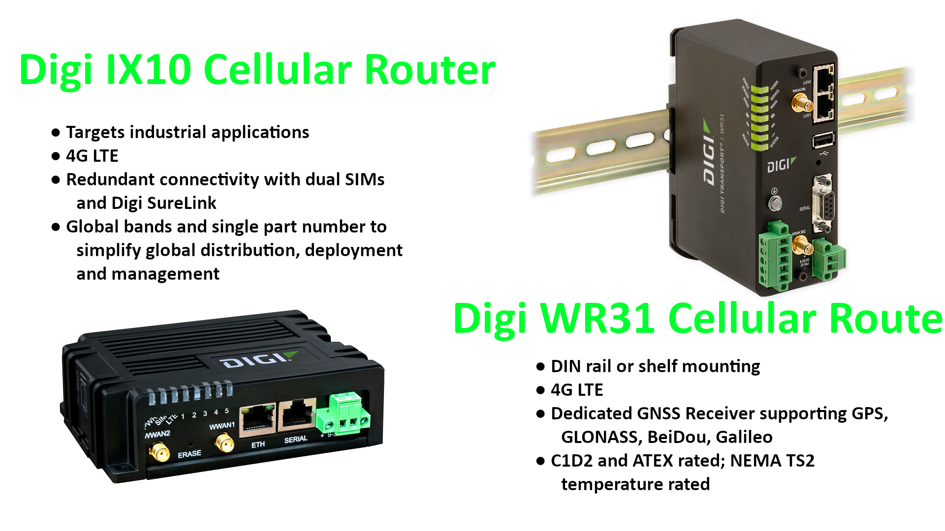 4. Digi International&rsquo;s Dig IX10 and Digi WR31gateways target industrial applications.