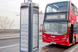 E Paper Outdoor Bus Stop Sign In London Photo Courtesy E Paper Outdoor Bus Stop Sign In London Photo Courtesy