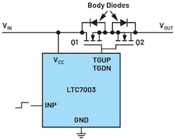 2. Two back-to-back N-channel MOSFETs can prevent a circuit&rsquo;s current flow in both directions.
