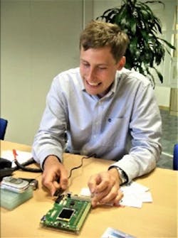 Alphamosaic’s Robert Swann with the VC02’s development board. Alphamosaic’s Robert Swann with the VC02’s development board.
