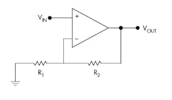 3. Shown is the basic design of an op-amp non-inverting circuit.