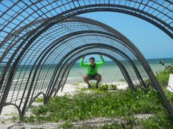 The steel frameworks that will serve as substrates for the cold-water reef will be very similar to the ones shown here, which were used in the Gulf of Mexico. The steel frameworks that will serve as substrates for the cold-water reef will be very similar to the ones shown here, which were used in the Gulf of Mexico.