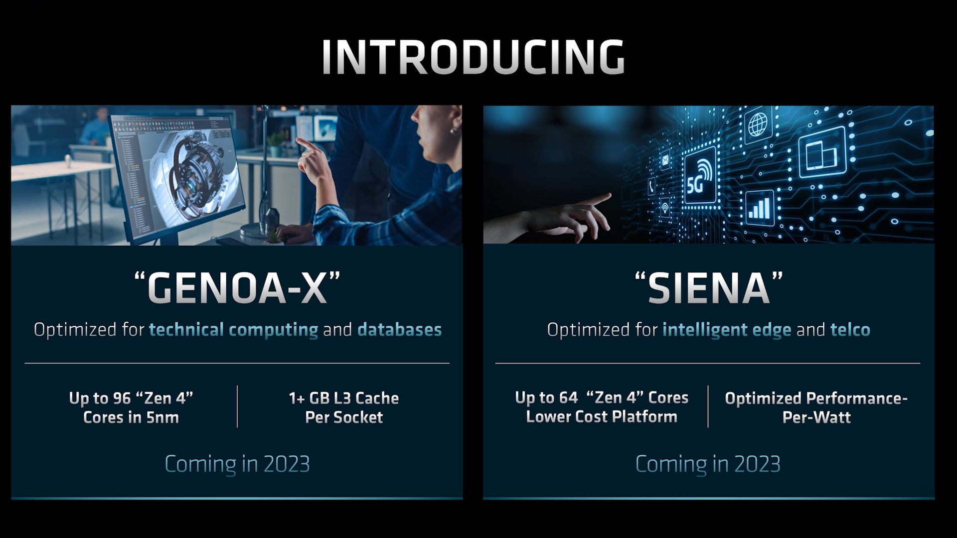 4. AMD's Genoa-X and Siena will be available in 2023. Siena targets low-power edge applications but still sports up to 64 Zen 4 cores.