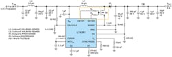7. Split gate pins in the LT8357 boost controller are used o separately control the rising and falling edge of the high-power discrete MOSFET switching edge. The yellow outline focuses on the split gate pins. 7. Split gate pins in the LT8357 boost controller are used o separately control the rising and falling edge of the high-power discrete MOSFET switching edge. The yellow outline focuses on the split gate pins.