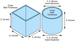 1. Similar rectangular and cylindrical shapes for modal design study. 1. Similar rectangular and cylindrical shapes for modal design study.