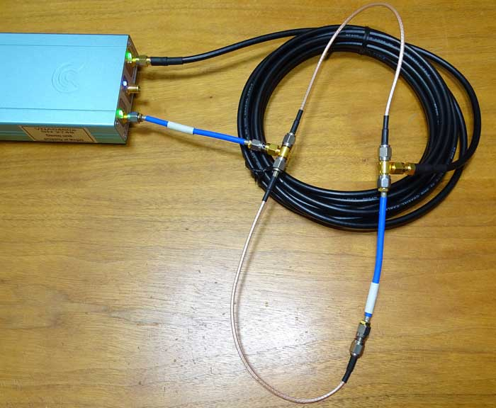 5. This setup facilitates measurements on a long coaxial network with uneven signal paths.