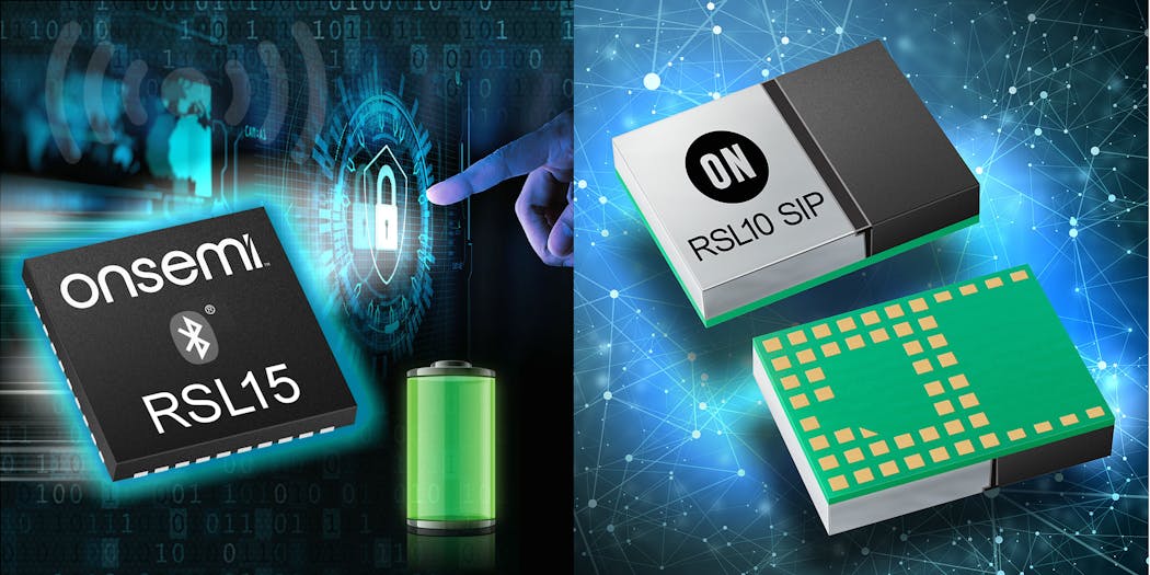 1. The Arm Cortex-M33-based RSL15 (left) can manage up to 10 simultaneous Bluetooth connections. The RSL10 SIP (right) uses a Cortex-M3 and comes in a tiny 6- x 8-mm package.