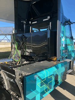 A close-up of the battery system for Volvo Trucks' VNR Electric, a fully electric Class 8 truck. A close-up of the battery system for Volvo Trucks' VNR Electric, a fully electric Class 8 truck.