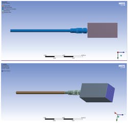12. Cable and sensor model with material properties and 0.15-m cable length. 12. Cable and sensor model with material properties and 0.15-m cable length.