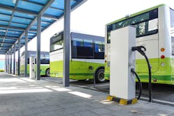 Shown is a row of electrical vehicles in charging position. These are used in a public transport system in China. Shown is a row of electrical vehicles in charging position. These are used in a public transport system in China.
