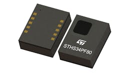 1. The STHS34PF80 proximity sensor uses time-of-flight technology to detect objects within 4 m without the need for a cover lens.