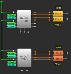 11. HV OUT 0 and HV OUT 1 connection. 11. HV OUT 0 and HV OUT 1 connection.