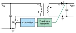 1. Shown is a schematic of a flyback converter.