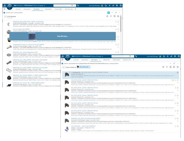 By dragging my rough CAD design to the search window, I&rsquo;m able to find parts we can use that we already have.