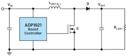 1. This schematic is representative of a boost converter circuit.