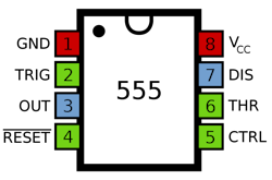 1. Here’s the 555 timer in an 8-pin DIP package. 1. Here’s the 555 timer in an 8-pin DIP package.