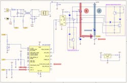 2. During its charge cycle, the switch performs several functions: It regulates the current being fed to the storage capacitor (Cch) to maximize power factor, and it controls the capacitor charge voltage, as set by pin 4 (150 V or 18 0V). In addition, the regulated charging path created by this circuit eliminates inrush currents. During the discharge cycle, the discharge current from Cch flows through Dd and will be will be determined by the downstream dc-dc converter. 2. During its charge cycle, the switch performs several functions: It regulates the current being fed to the storage capacitor (Cch) to maximize power factor, and it controls the capacitor charge voltage, as set by pin 4 (150 V or 18 0V). In addition, the regulated charging path created by this circuit eliminates inrush currents. During the discharge cycle, the discharge current from Cch flows through Dd and will be will be determined by the downstream dc-dc converter.